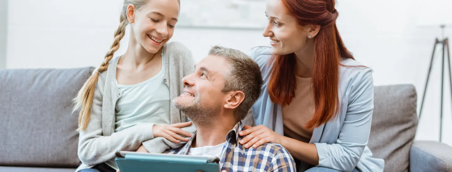 Family using a tablet