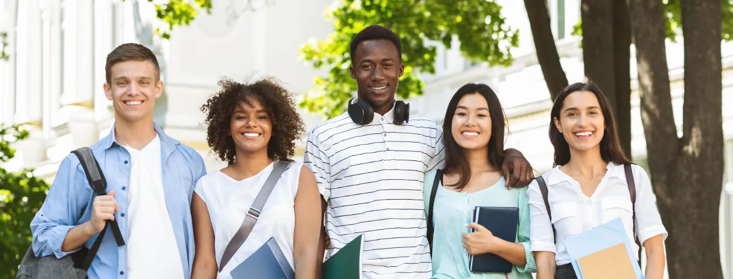 Credit union students walking on campus together